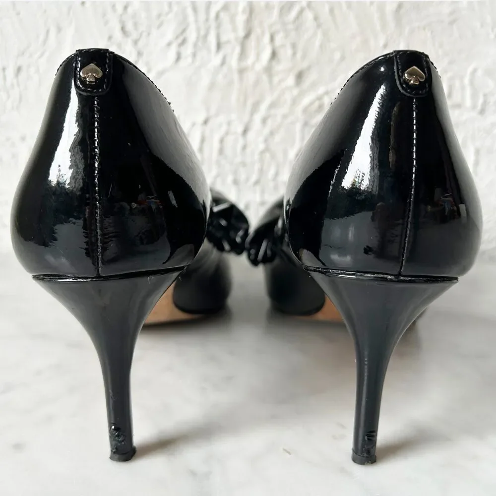 Kate Spade Twist Bow Pumps Women's 8.5 Black Patent Leather Strudel 3